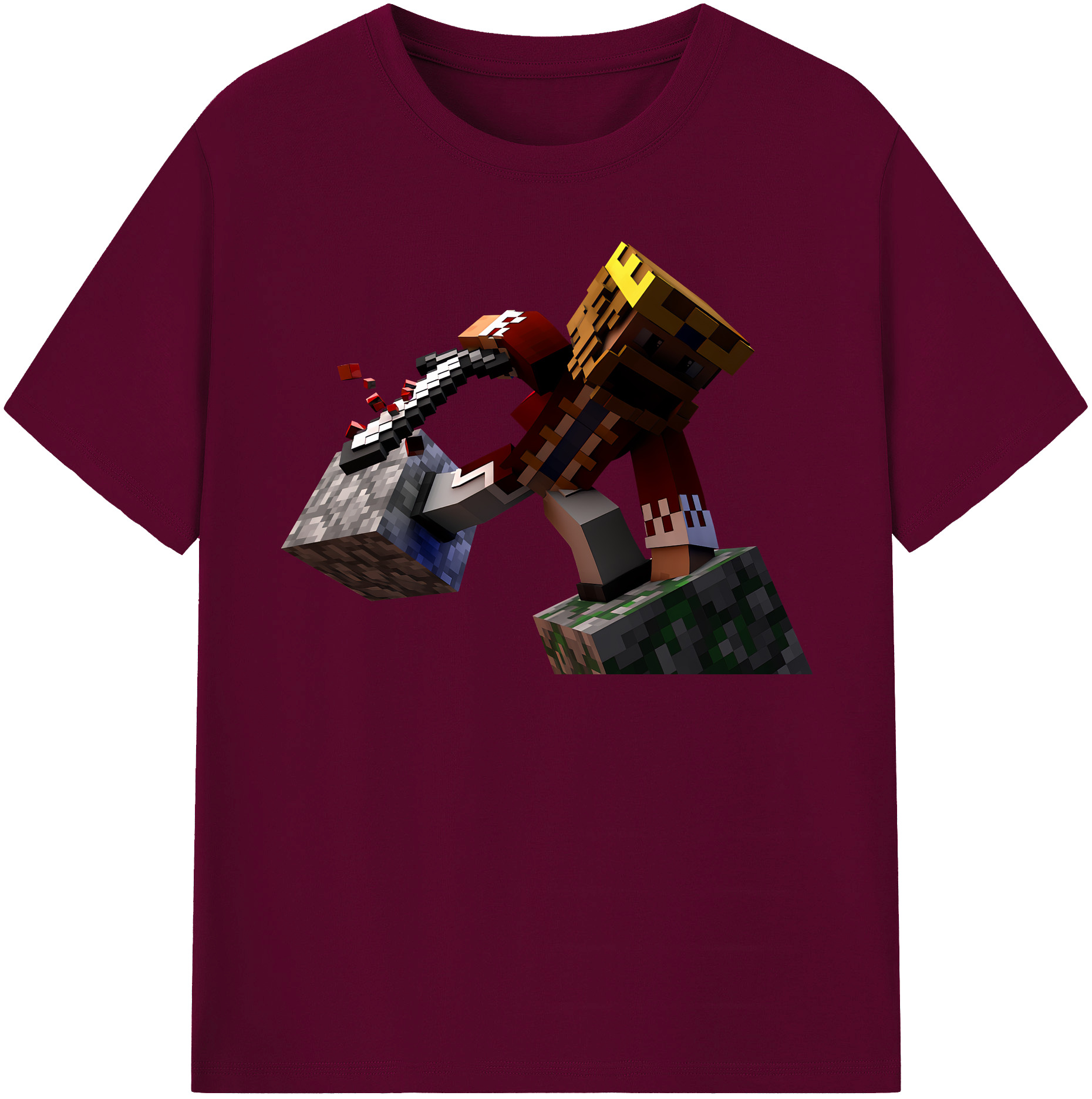 （画像用） マインクラフト ブロックの世界 Minecraft MC Block world レディースカジュアルプリントTシャツ（綿100％）